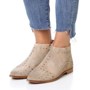 Free People Aquarian Suede and Studded Zip Ankle Beige Boots Size 40 US 10